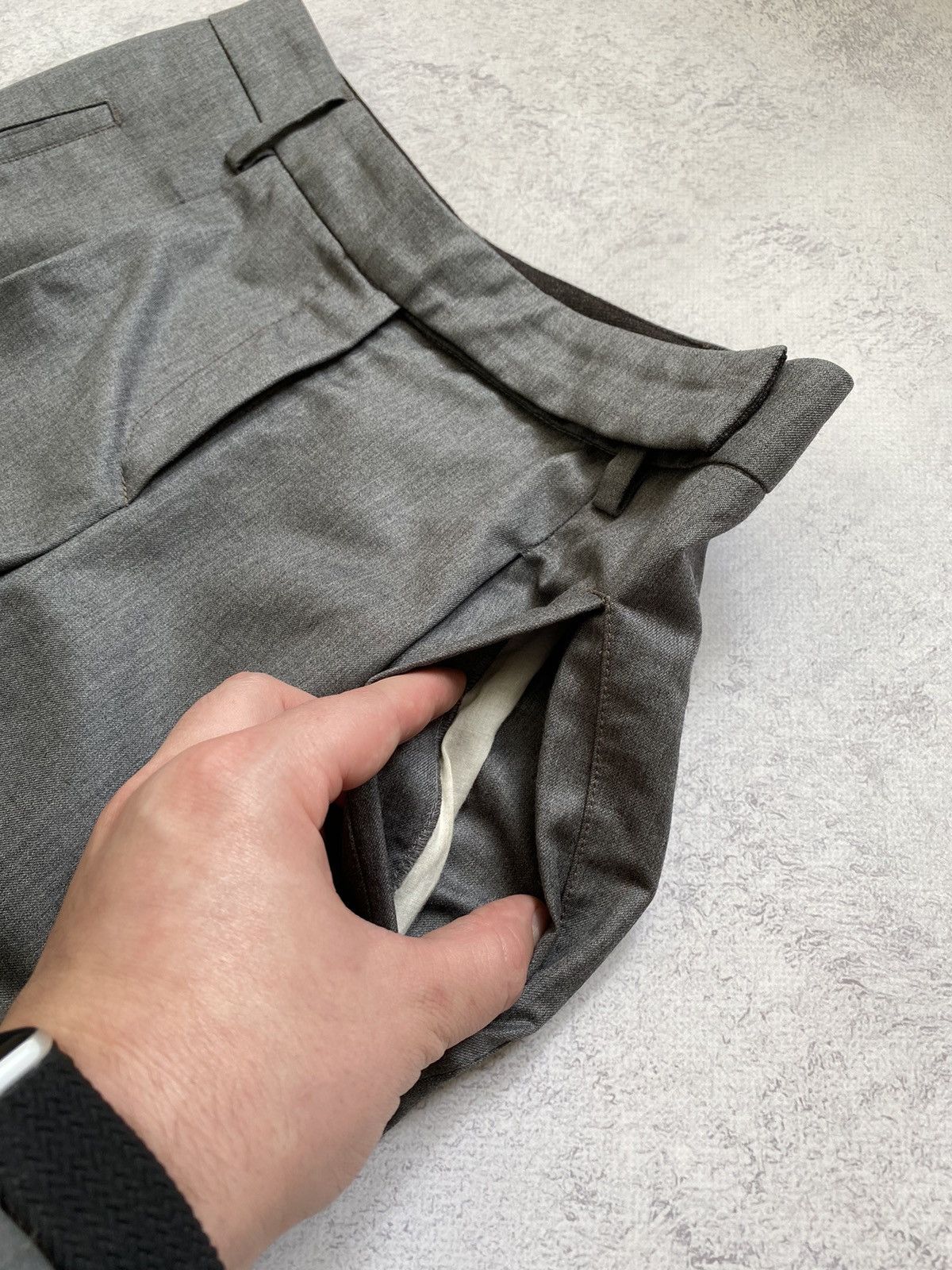 Brunello Cucinelli Gunex By Brunello Cucinelli Grey Wool Cropped Trousers Pants Size 27" / US 4 / IT 40 - 5 Thumbnail