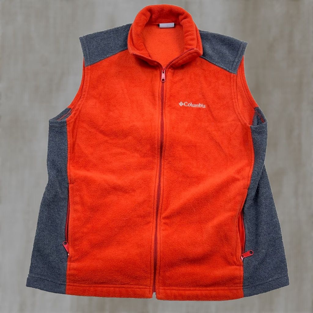 Vintage Columbia Vest Men L Orange Gray Fleece Full Zip Benton Springs Size US L / EU 52-54 / 3 - 1 Thumbnail