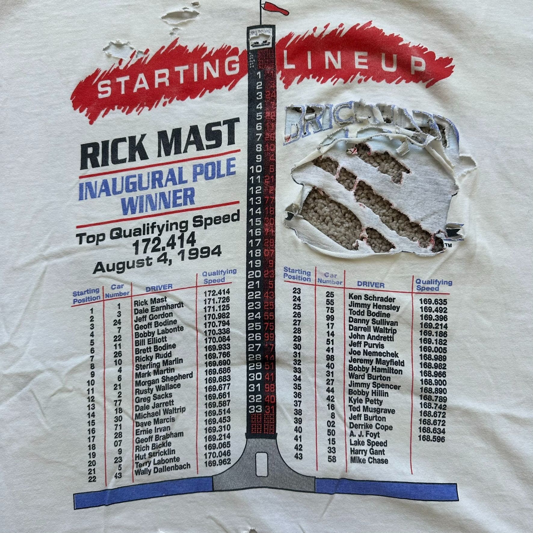 NASCAR Vintage 90s NASCAR Brickyard 400 T-Shirt Trashed Distressed Size US XL / EU 56 / 4 - 8 Thumbnail