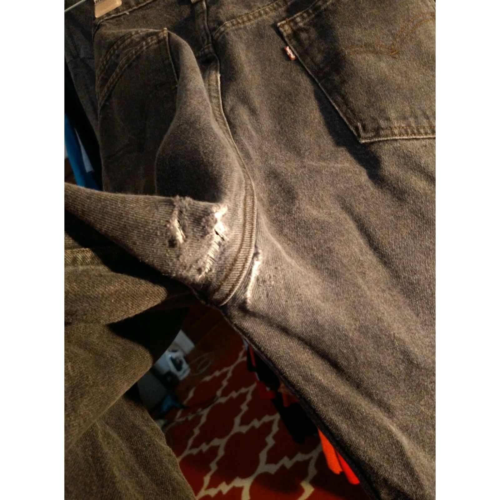 Levi's Vintage Levi's 40505 0259 40 X 32 Faded Distressed Red Tab Black Denim Shirt? Size 40 - 4 Thumbnail