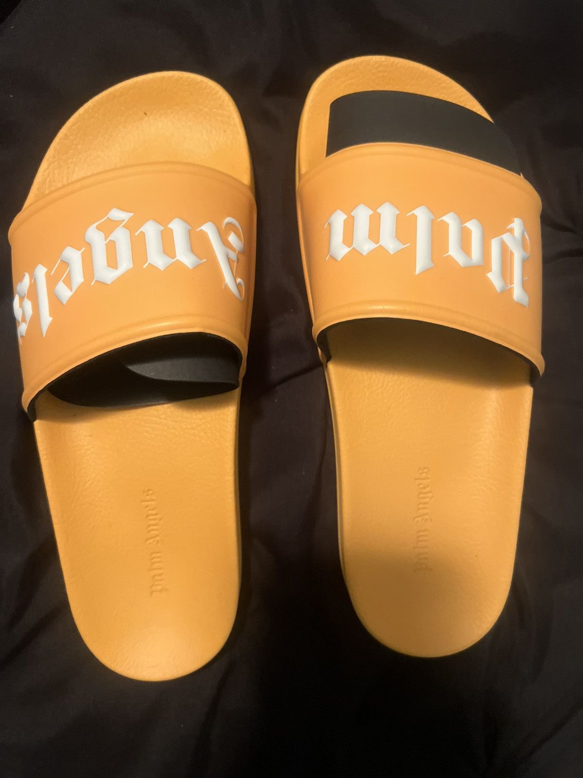 Logo pool slider orange white palm angles