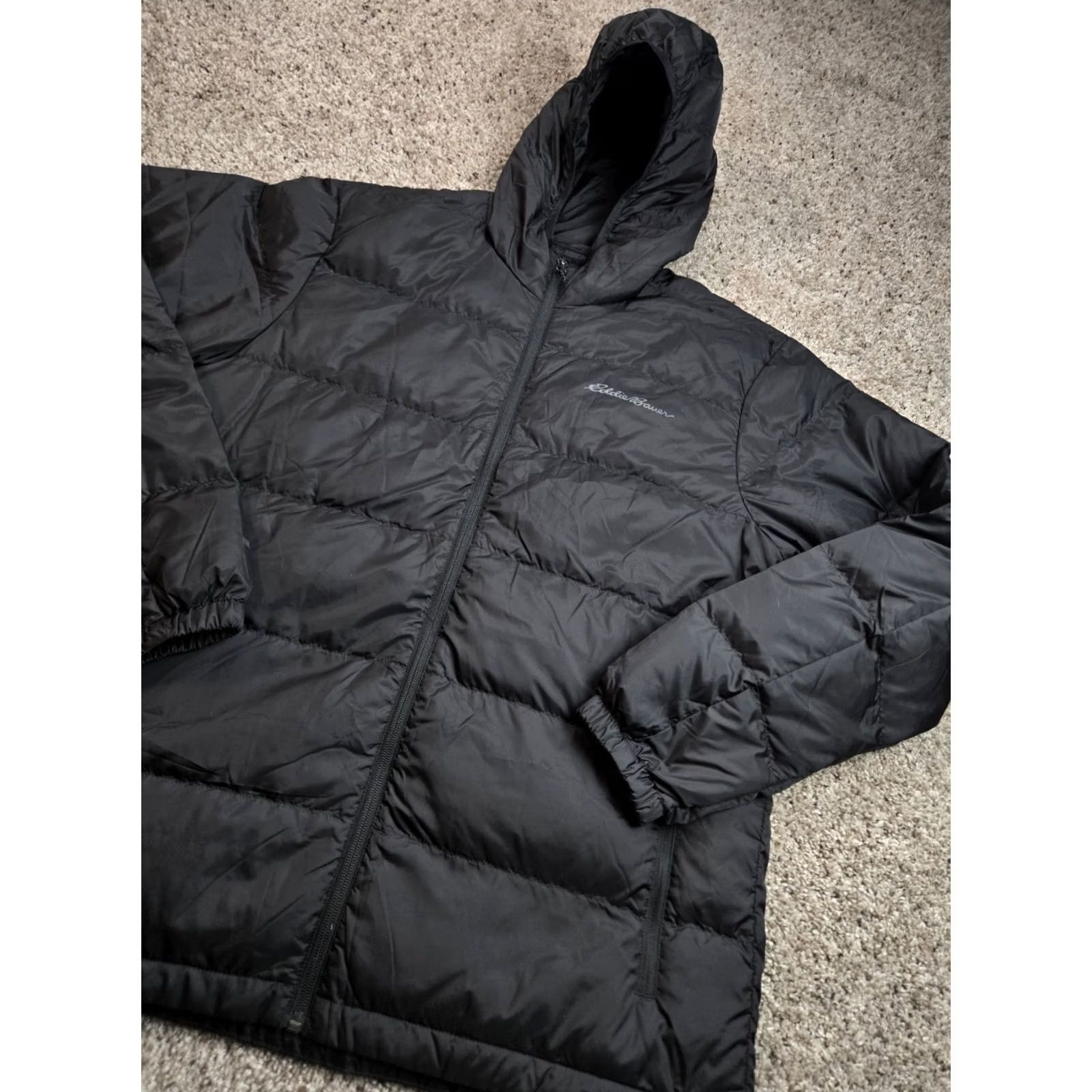 Eddie Bauer Eddie Bauer Jacket Mens Large Black Hooded Down Wide Channel Puffer Full Zip Size US L / EU 52-54 / 3 - 2 Thumbnail