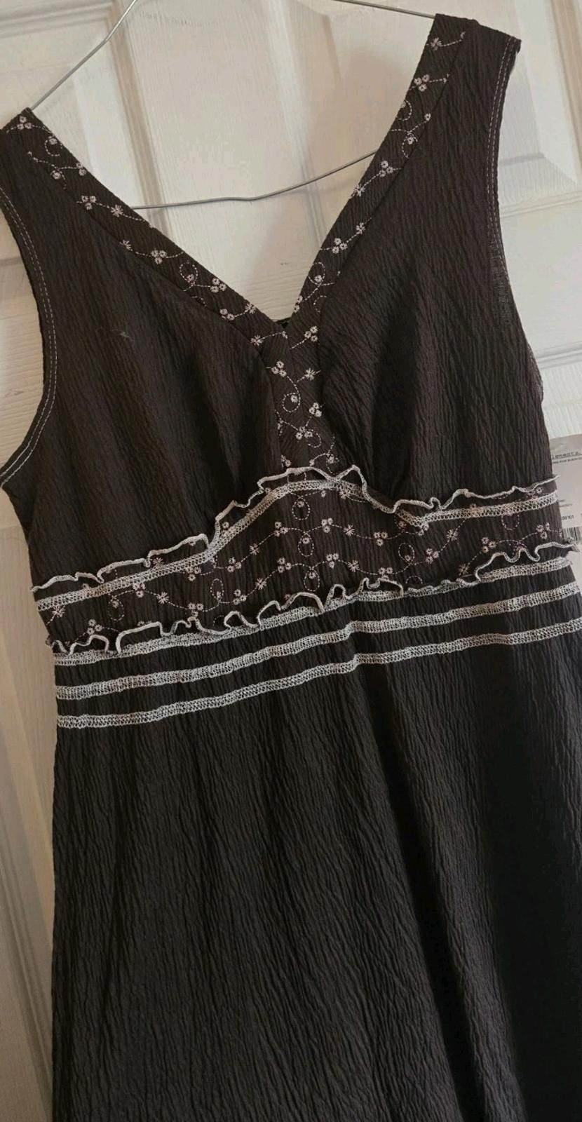 Element Elementz Mocha Brown Sleeveless Dress White Embroidery Size L / US 10 / IT 46 - 3 Thumbnail