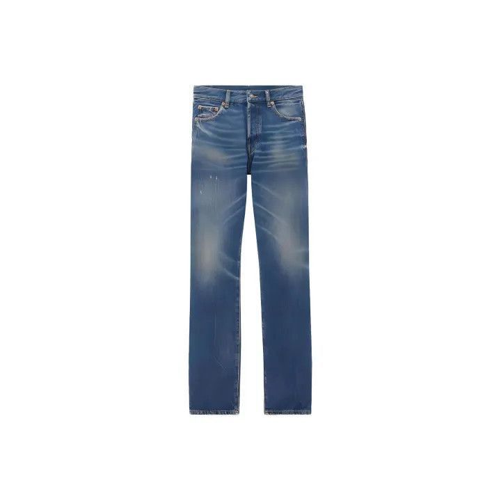 Saint Laurent Paris Saint Laurent Blue Wide-Leg Distressed Denim Pants-2507 Size US 34 / EU 50 - 7 Thumbnail