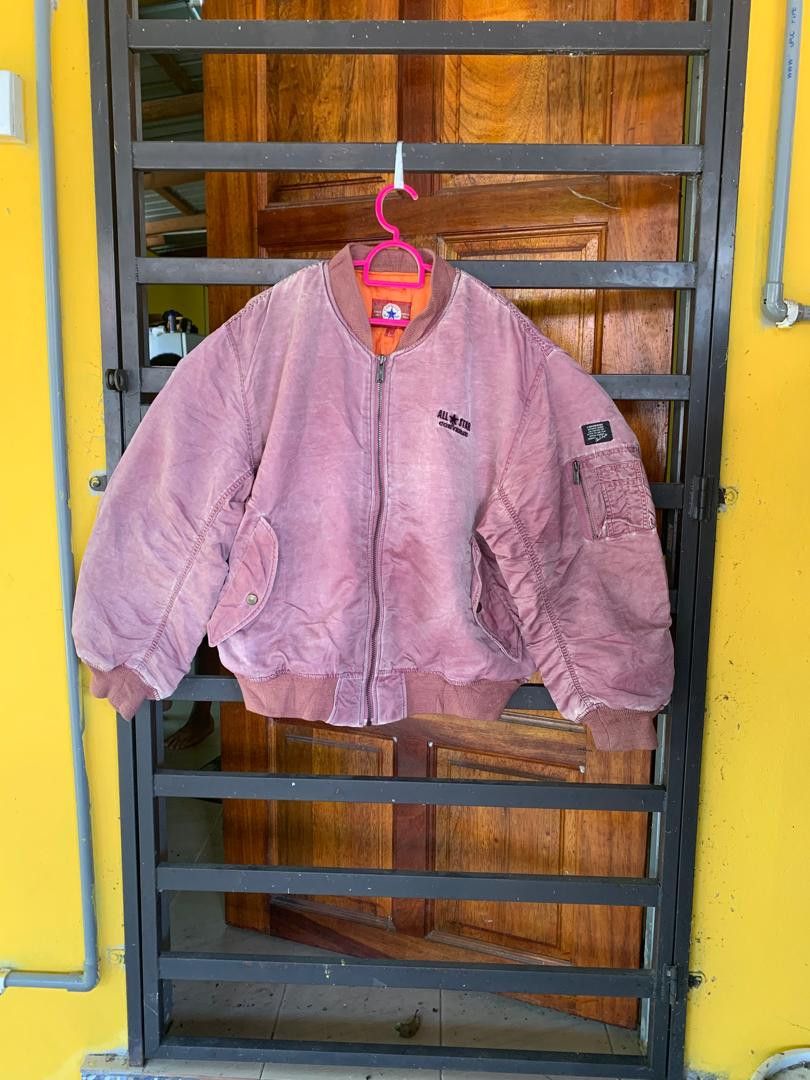 Converse × Vintage Converse Faded Red Bomber Jacket Size US L / EU 52-54 / 3 - 1 Thumbnail