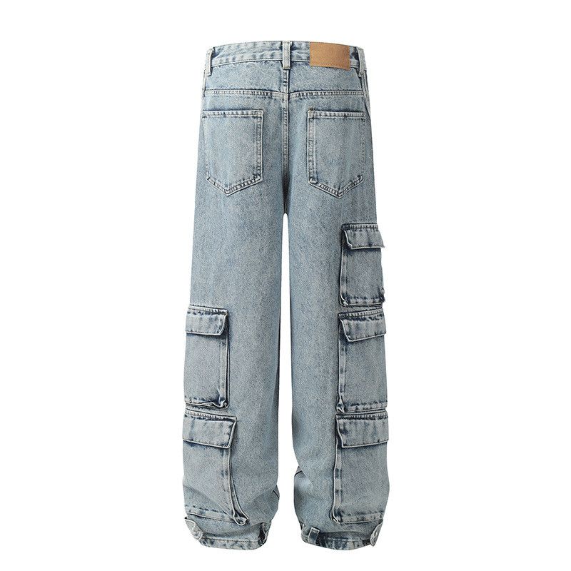 Jean Men's Washed Multi-Pocket Embroidered Jeans Size US 32 / EU 48 - 2 Thumbnail