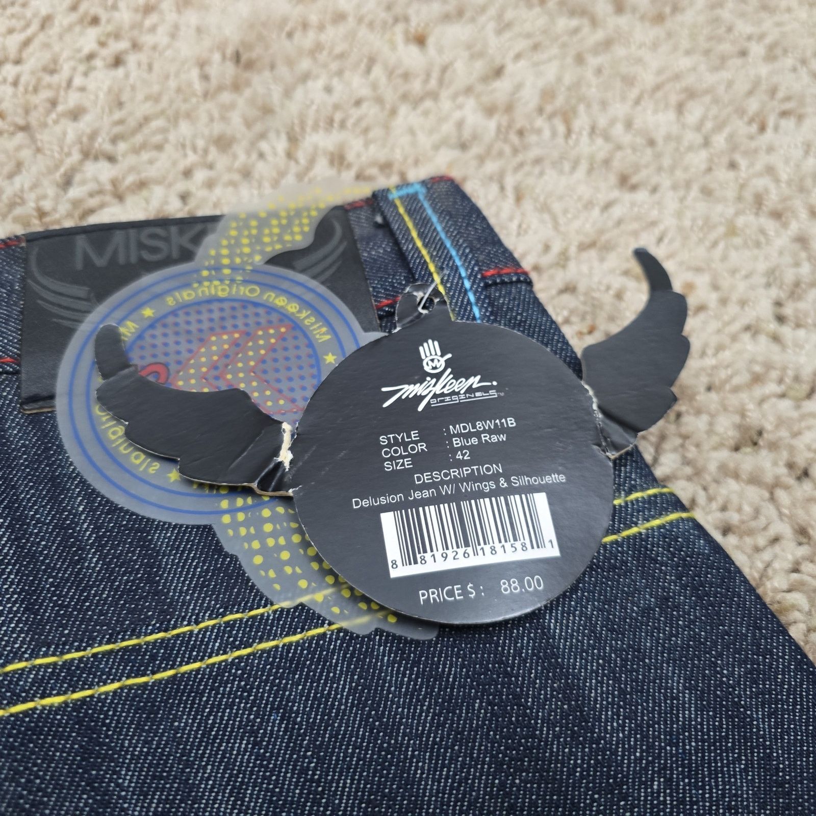 Vintage NOS DS Vintage Y2K Miskeen Baggy Wings Denim Jeans 42x33 Size US 42 / EU 58 - 5 Thumbnail