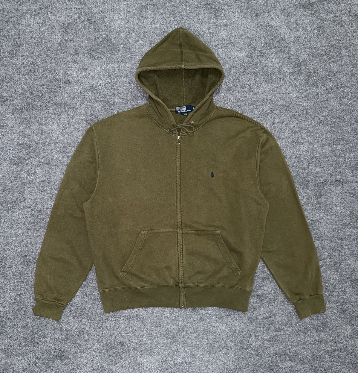 Polo Ralph Lauren Vintage Polo Ralph Lauren Olive Hoodie Full Zip Faded L Size US L / EU 52-54 / 3 - 1 Thumbnail