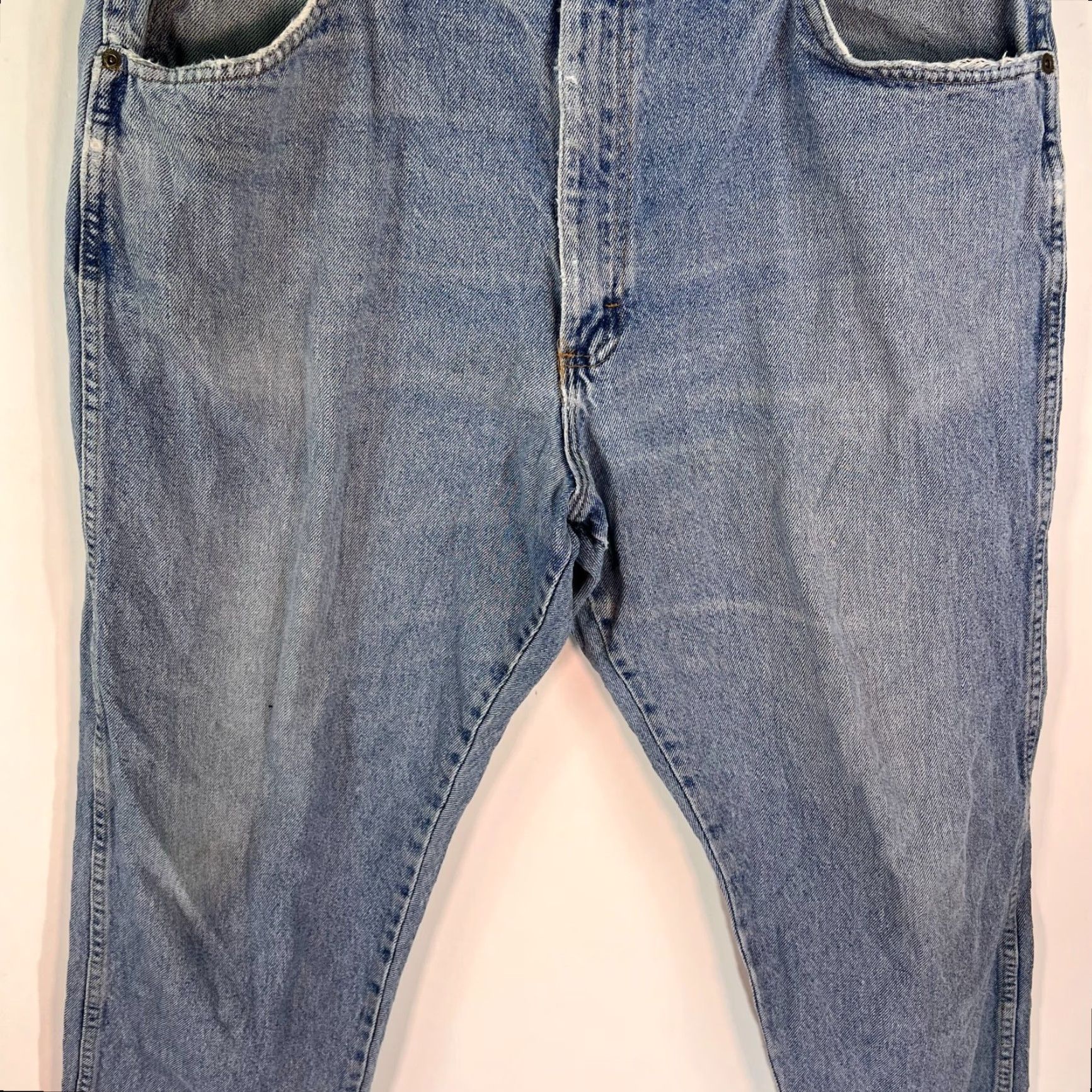 Wrangler VINTAGE Wrangler Jeans Mens 38x30 Straight Blue USA 5-Pocket Denim Distressed High Rise Waist 38 Regular Mens Size US 38 / EU 54 - 3 Thumbnail