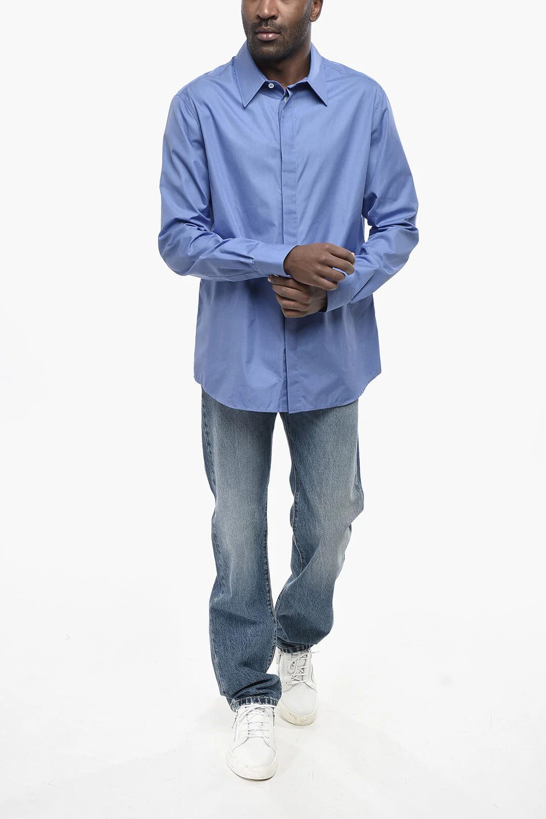Bottega Veneta og1mm0426 Cotton Shirt in Blue Size US L / EU 52-54 / 3 - 4 Thumbnail