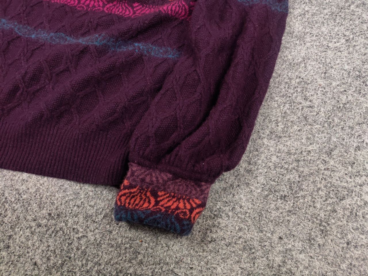 Japanese Brand Ivko Structure pullover pattern Wool blackberry Sweater Size L / US 10 / IT 46 - 5 Thumbnail