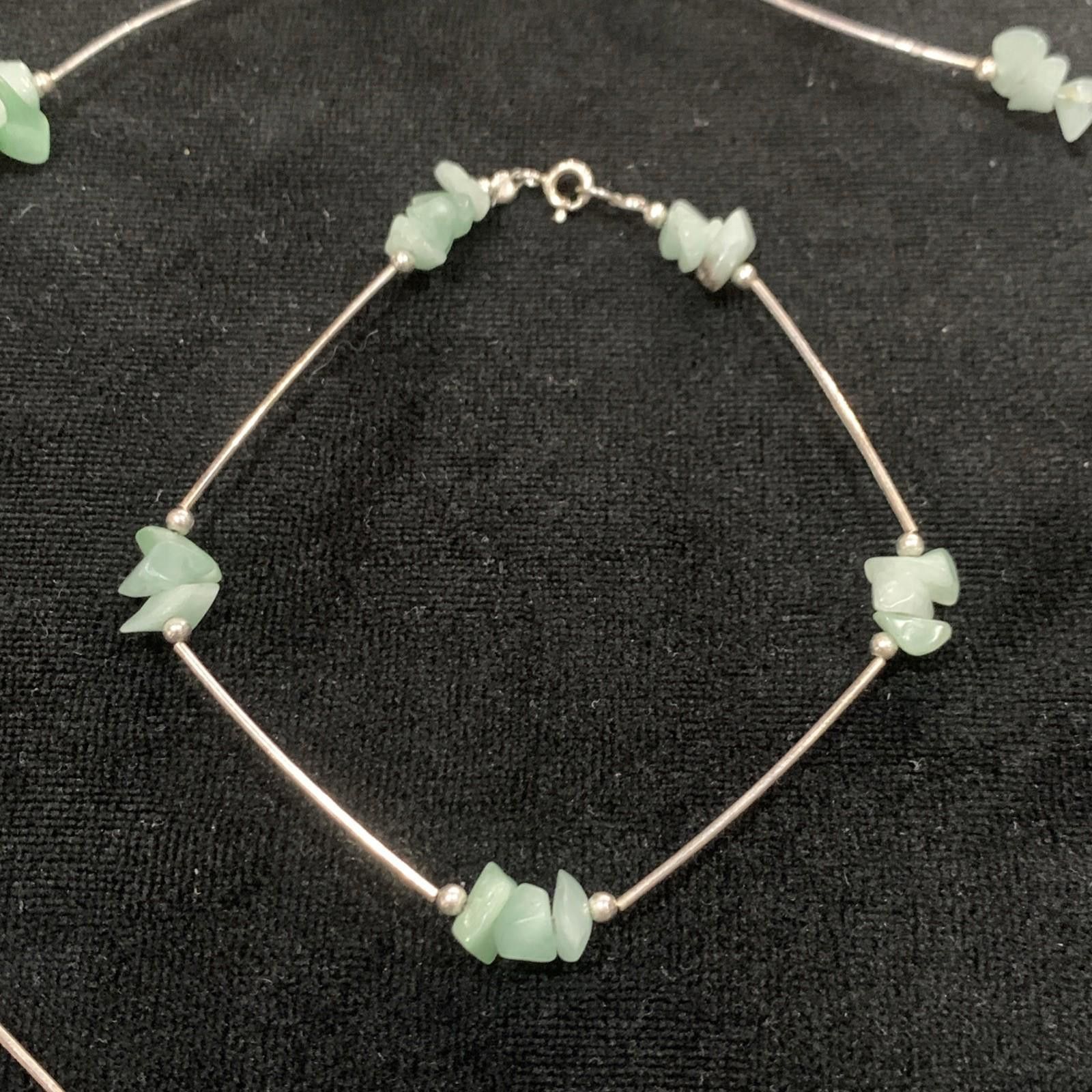 The Unbranded Brand Aventurine Jade Green Stone Vintage Station Necklace 925 Size ONE SIZE - 2 Thumbnail