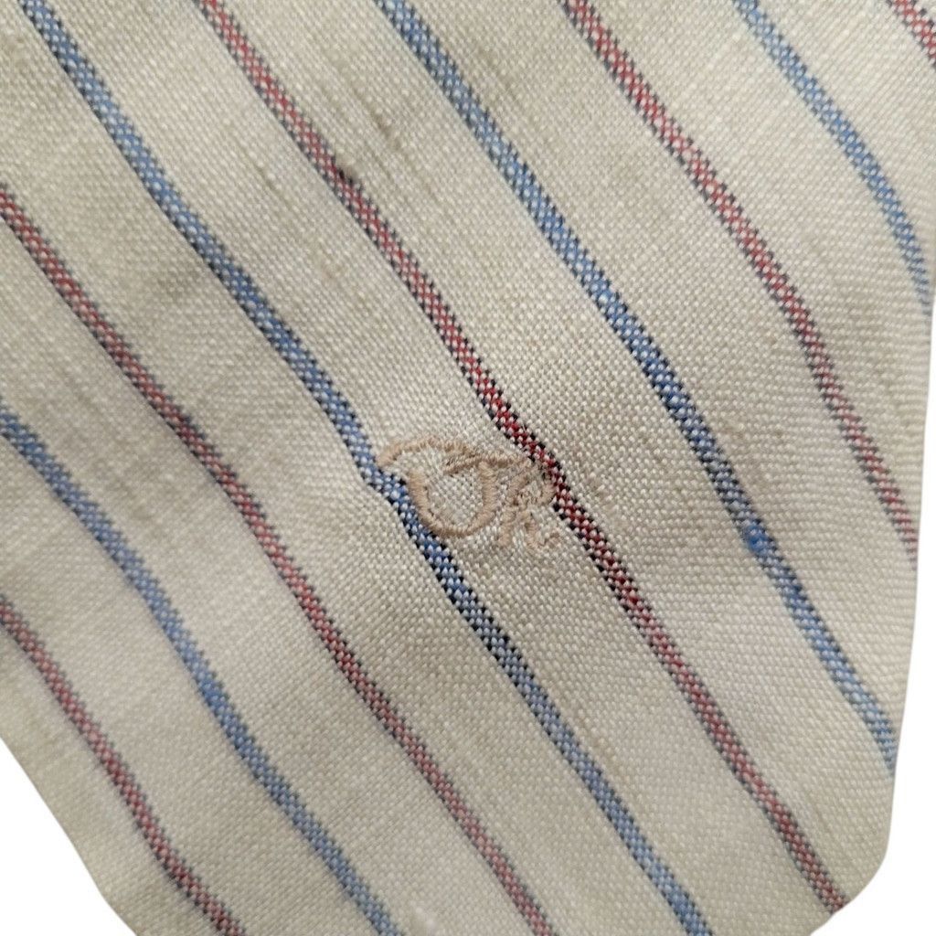 Oscar De La Renta Oscar De La Renta Men's Beige Striped Tie 60"X3.5" Size ONE SIZE - 6 Thumbnail