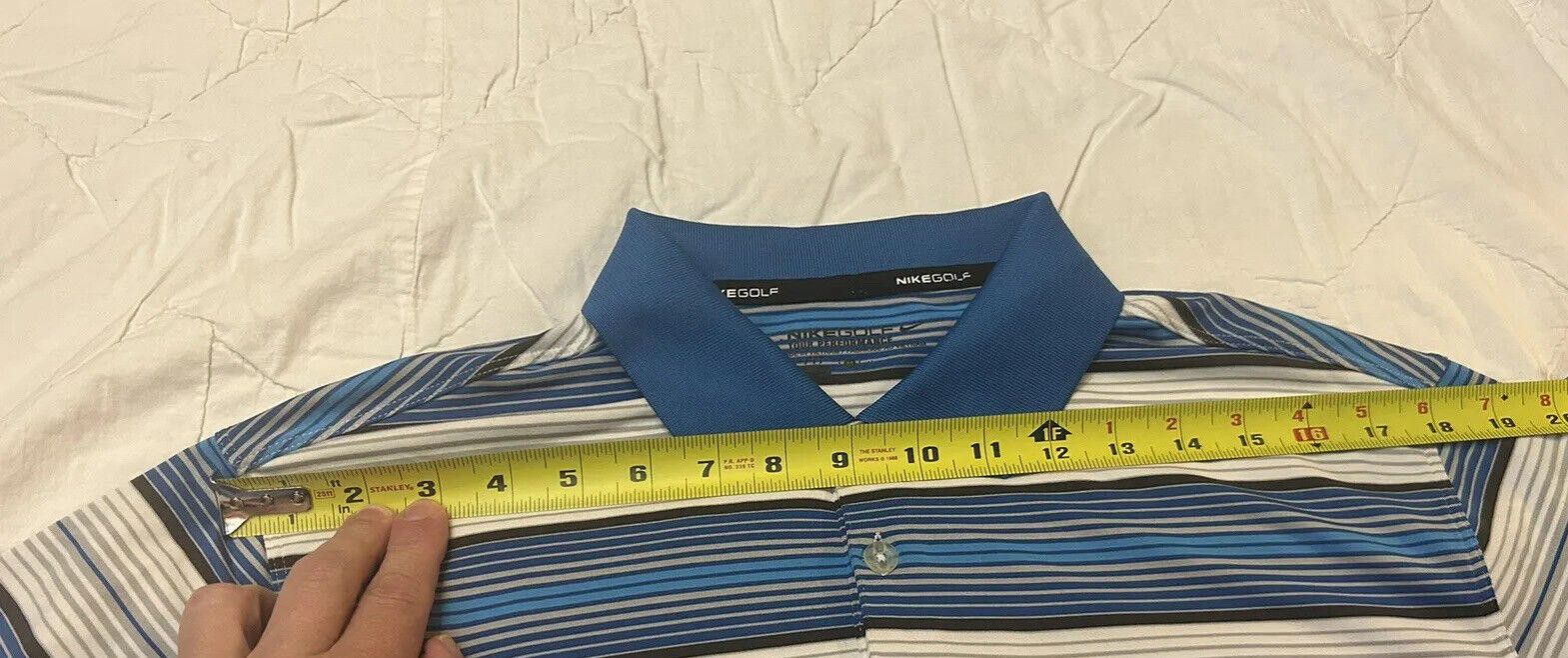 Nike Nike Men's Golf Polo Blue White Grey Striped FitDry - Sz M Size US M / EU 48-50 / 2 - 4 Thumbnail