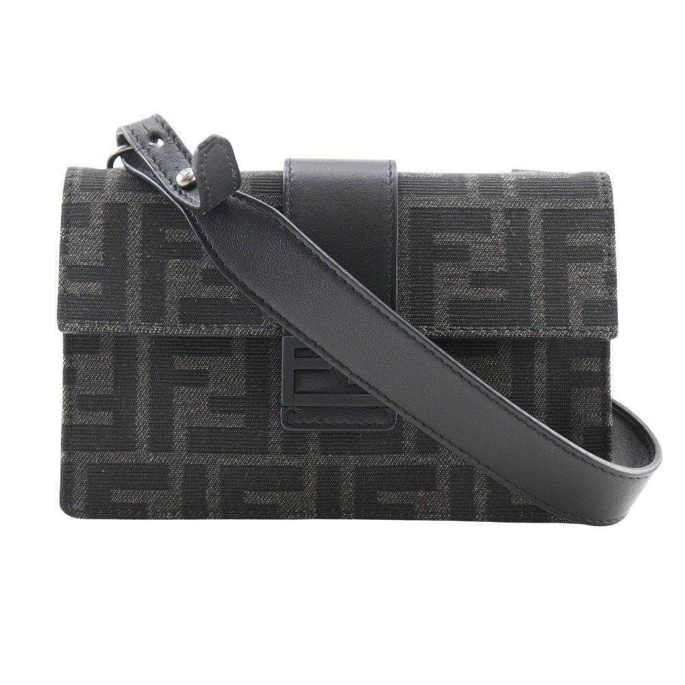 Fendi Zucca Canvas Baguette Convertible Belt Bag Black