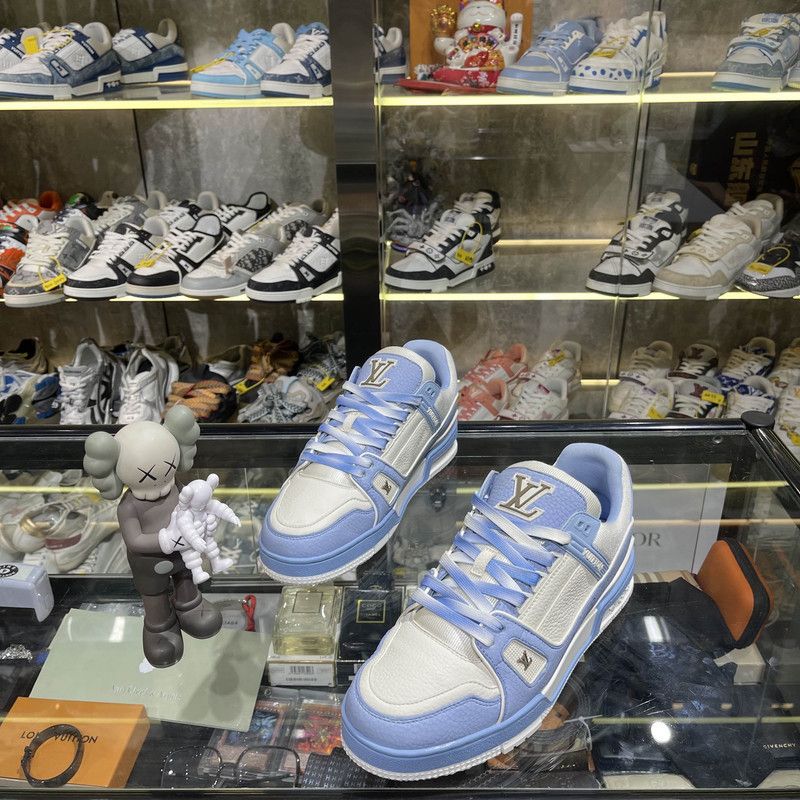 Louis Vuitton Blue Leather Low-Top Trainer Sneakers 0079