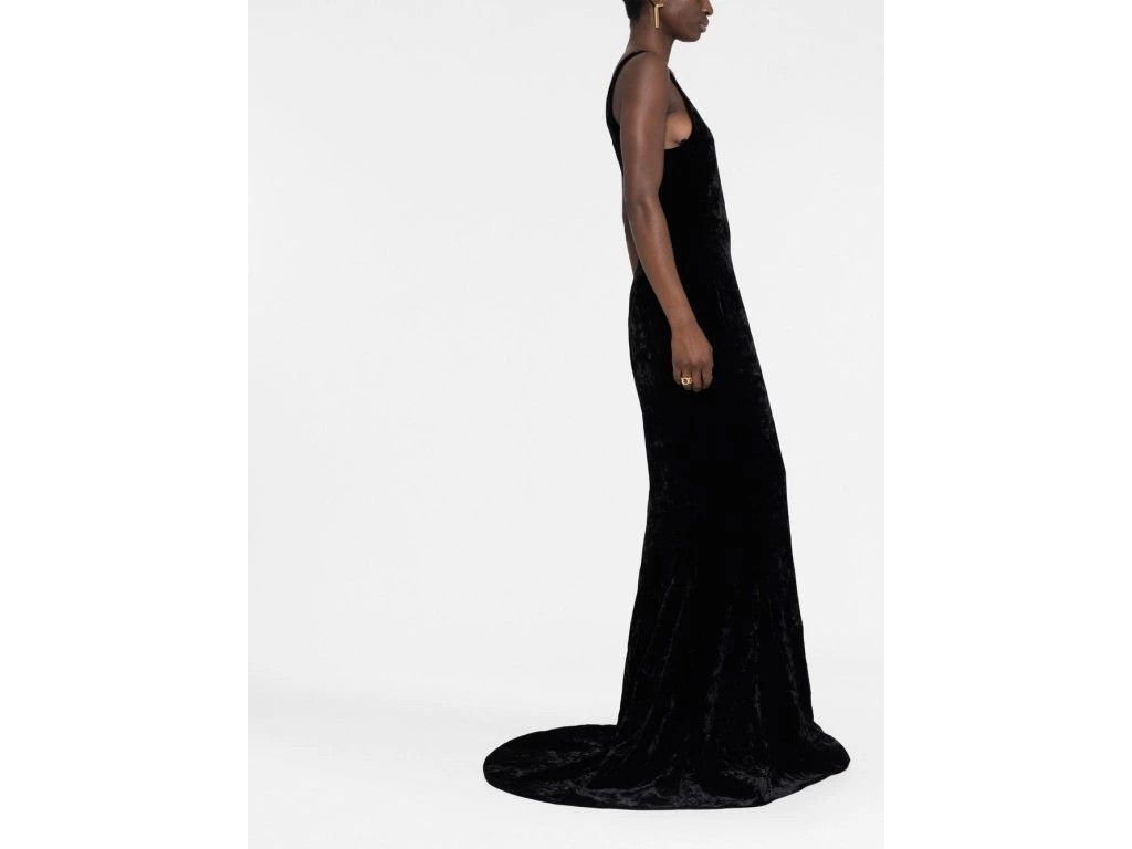 Saint Laurent Paris o1s1wg111024 Velvet Mermaid Maxi Dress in Black Size XS / US 0-2 / IT 36-38 - 2 Thumbnail