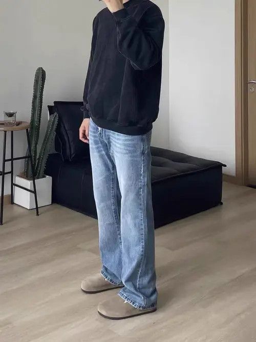 VIBE Light blue washed and distressed straight leg jeans Size US 30 / EU 46 - 4 Thumbnail