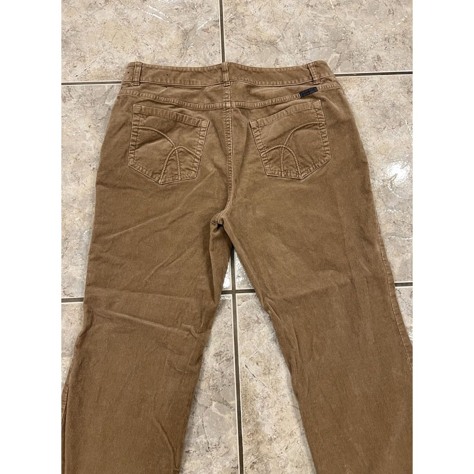 Liz Claiborne Womens Liz Claiborne Bootcut Corduroy Pants Brown Khaki Tan 36X28 Regular Stretch Inseam 28 | 16 EU 16 Size 38" / US 16 / IT 52 - 5 Thumbnail