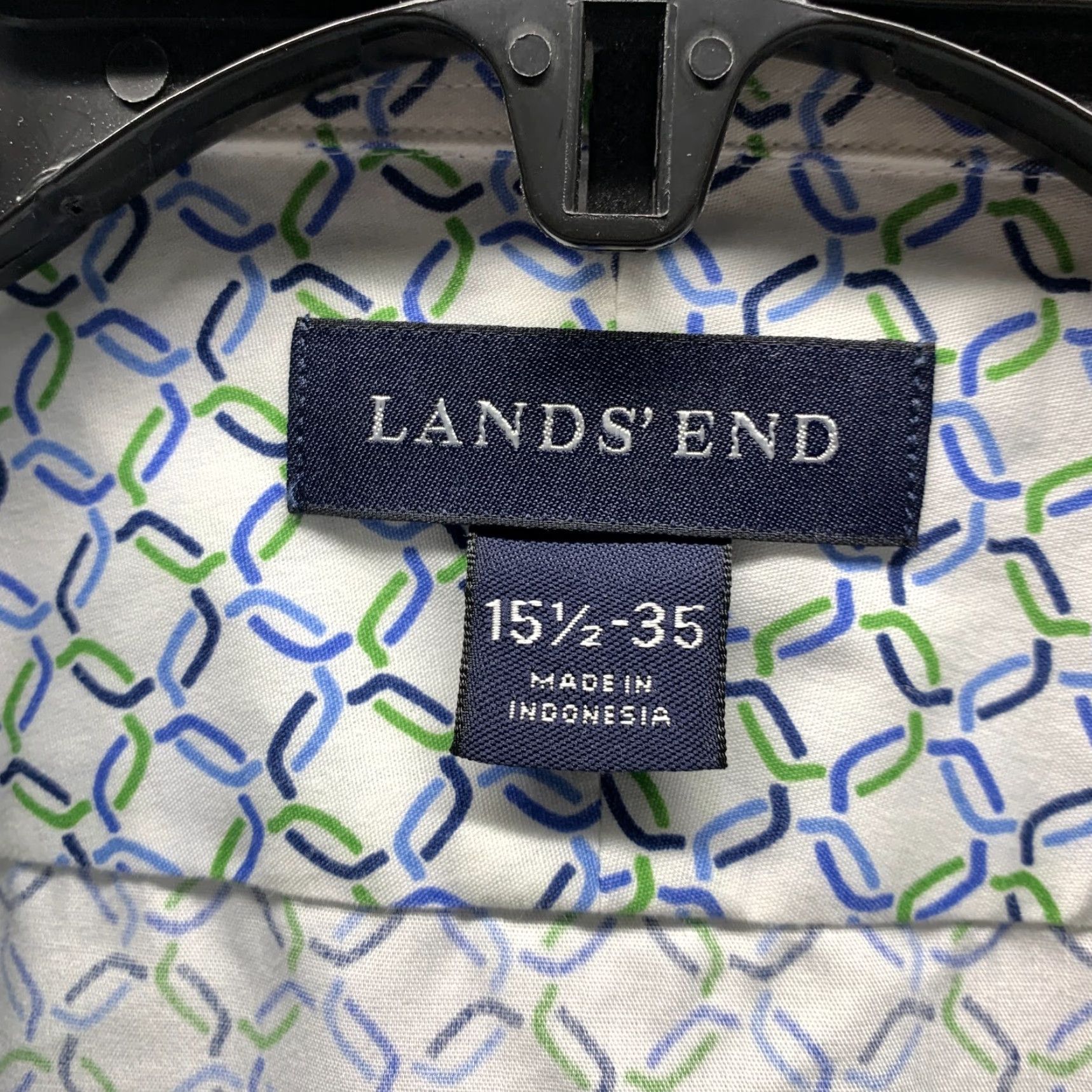 Lands' End VINTAGE Lands' End Shirt Mens Button-Up Collar Diamond Argyle 15.5 Medium White Cotton Long Sleeve Size US L / EU 52-54 / 3 - 7 Thumbnail