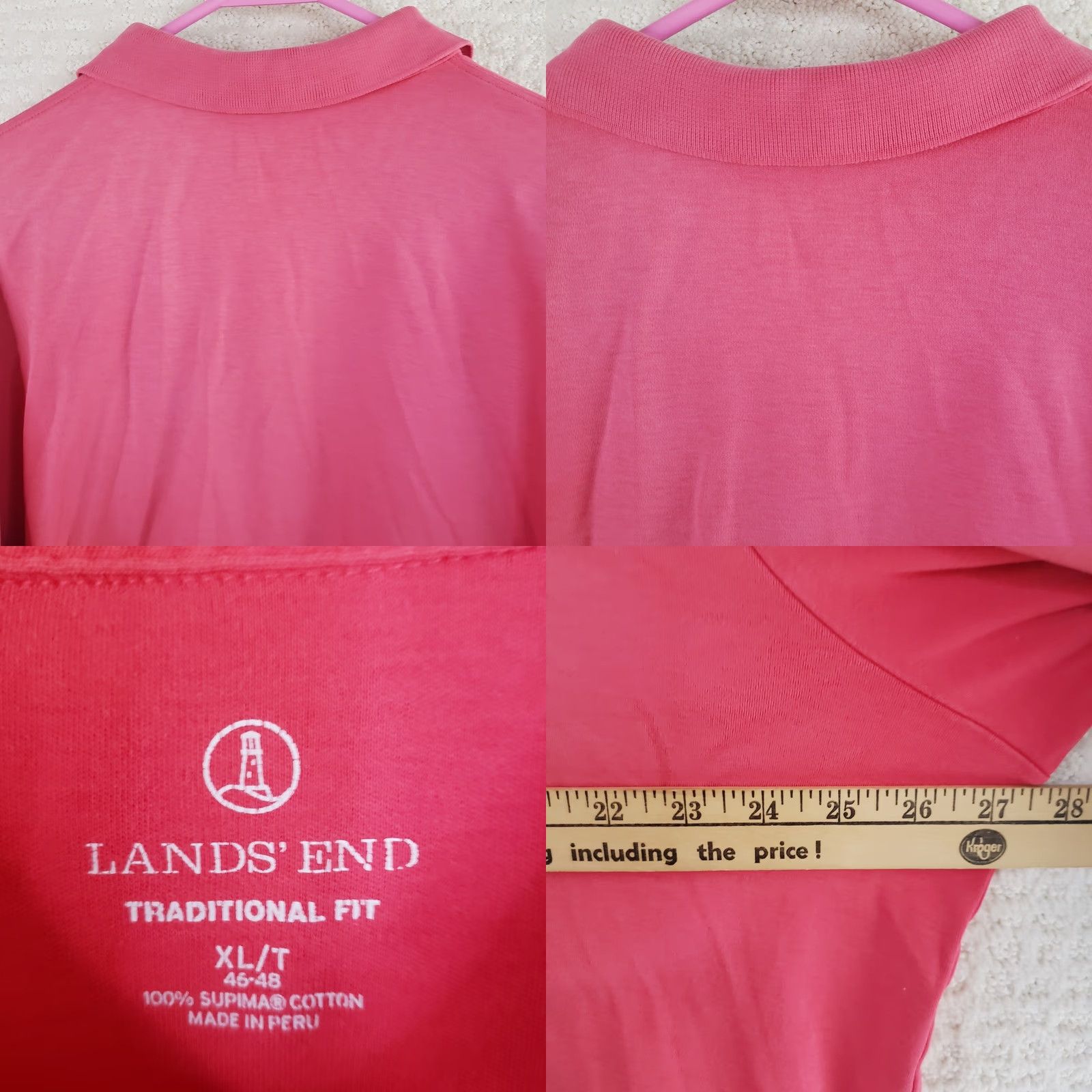 Lands' End Lands' End Polo Shirt Mens XLT Hot Pink 100% Supima Cotton Short Sleeve Solid Polo Shirt Casual Workwear Mens XLT Hot Pink Size US XL / EU 56 / 4 - 8 Thumbnail
