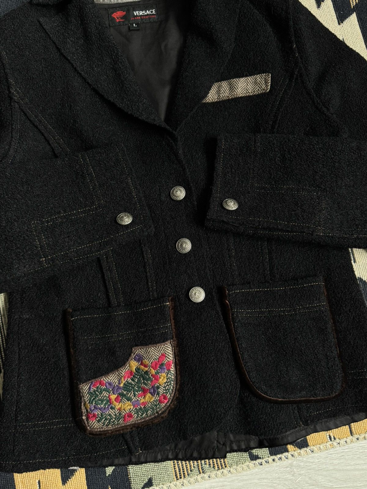 Versace Jeans Couture Vintage Versace Jeans Couture Avant-Garde Wool Blazer Size L / US 10 / IT 46 - 9 Thumbnail