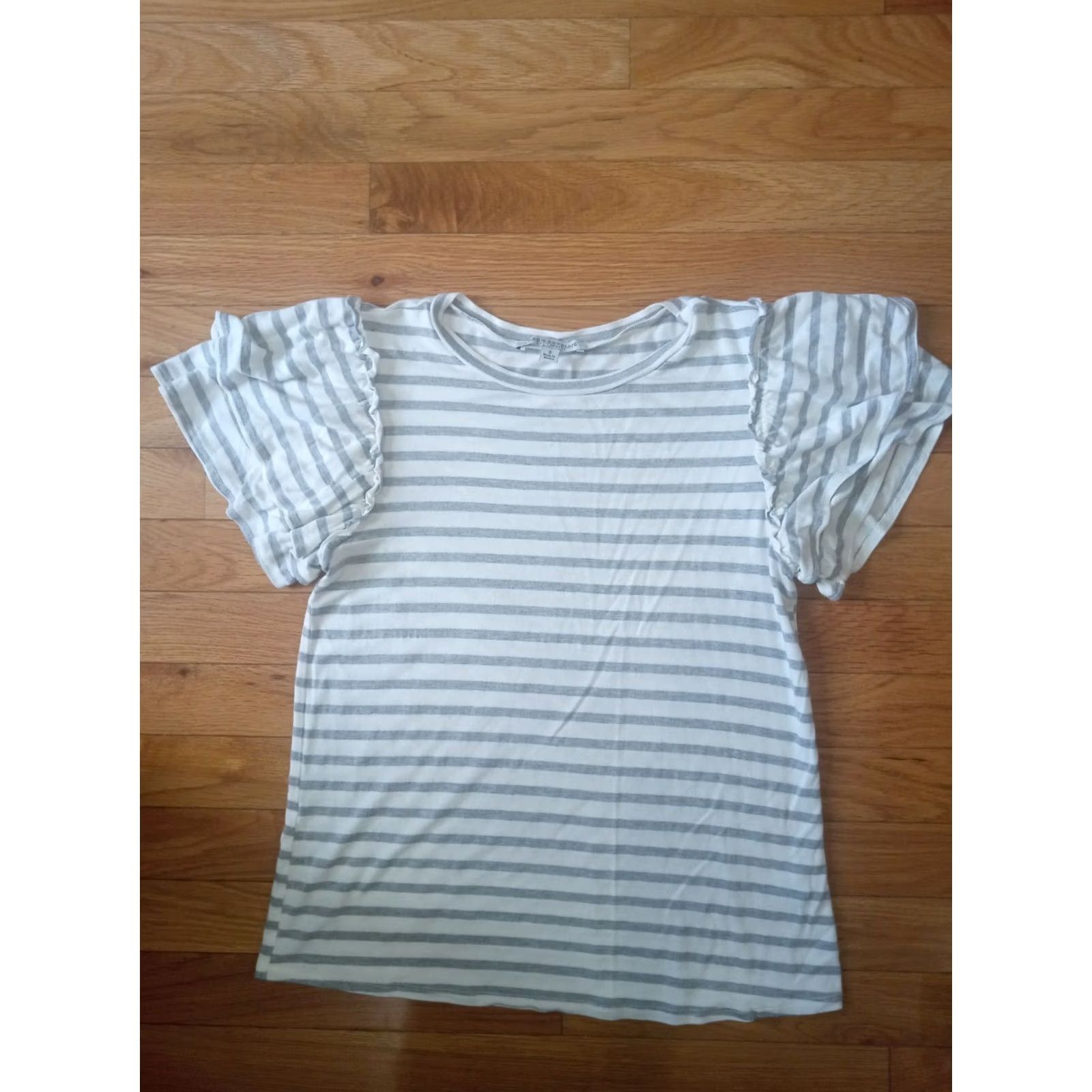 Vintage Green Envelope T-Shirt Shirt Women Small White Striped Short Sleeve Ruffle Knit Cotton Blend Casual Everyday Size S / US 4 / IT 40 - 2 Thumbnail