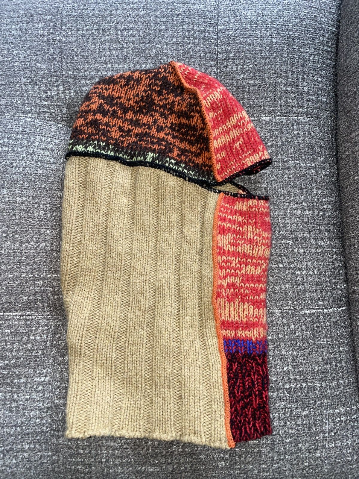 image of Marni Multicolor Virgin Wool Balaclava in Brown, Men's