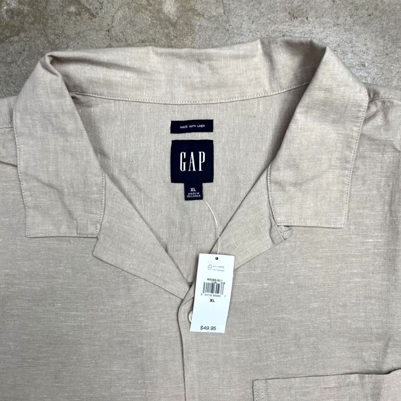 Gap NWT Gap Linen Camp Collar Beige Mens XL Short Sleeve Button Shirt Old Money Style Size US XL / EU 56 / 4 - 2 Thumbnail