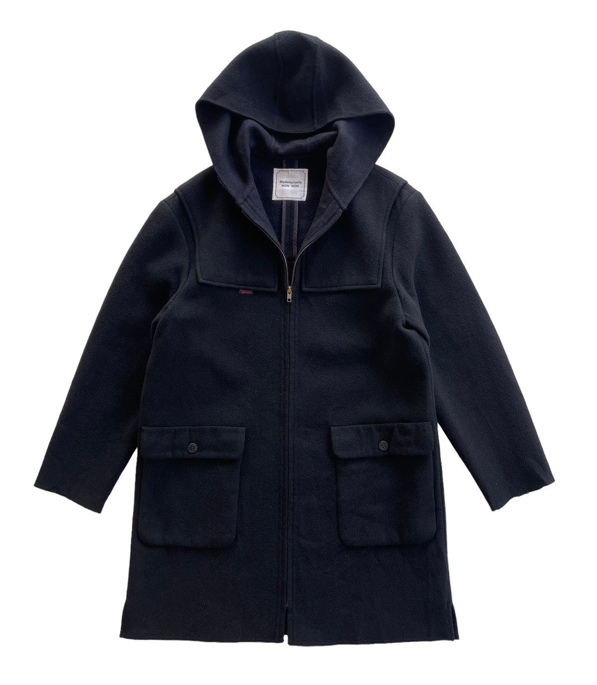 Japanese Brand Mademoiselle Non Non Hooded Boiled Wool Angola Parka Jacket Size US L / EU 52-54 / 3 - 2 Thumbnail