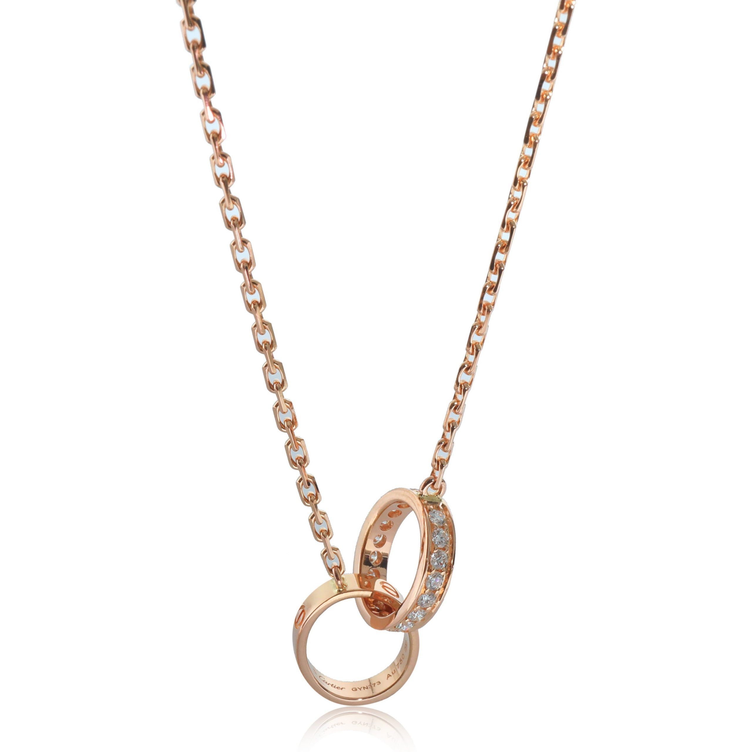 image of Cartier Love Diamond Necklace In 18K Rose Gold 0.22 Ctw, Women's