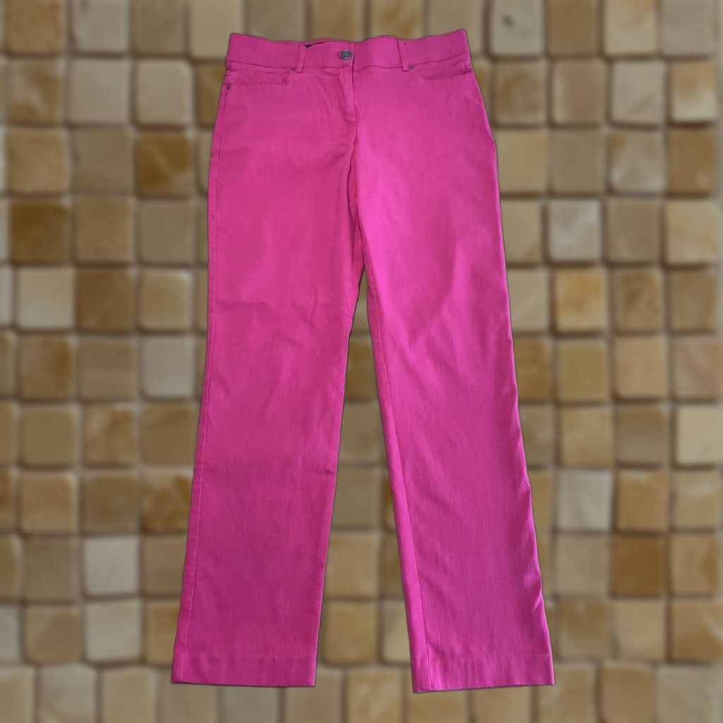 Vintage Linda Matthews Chino Pants Women 8 Pink Straight Midrise Elastic Waist Regular Size 30" / US 8 / IT 44 - 1 Thumbnail