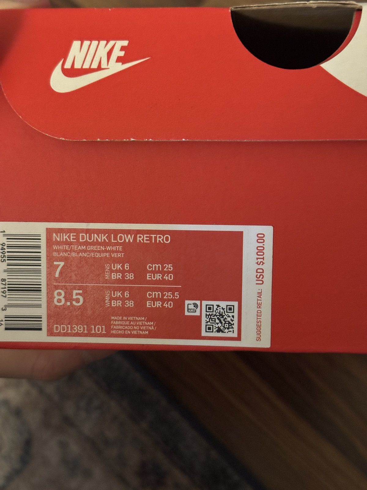 Nike Nike Dunk Low Retro Team Green Size 7 Size US 7 / EU 40 - 9 Thumbnail