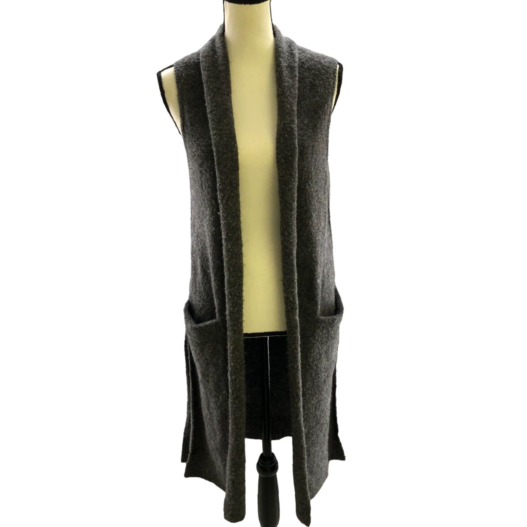 Vintage VINTAGE Wilfred Sleeveless Longline Cardigan Womens S Open Front Gray Duster Wool Blend Size S / US 4 / IT 40 - 3 Thumbnail