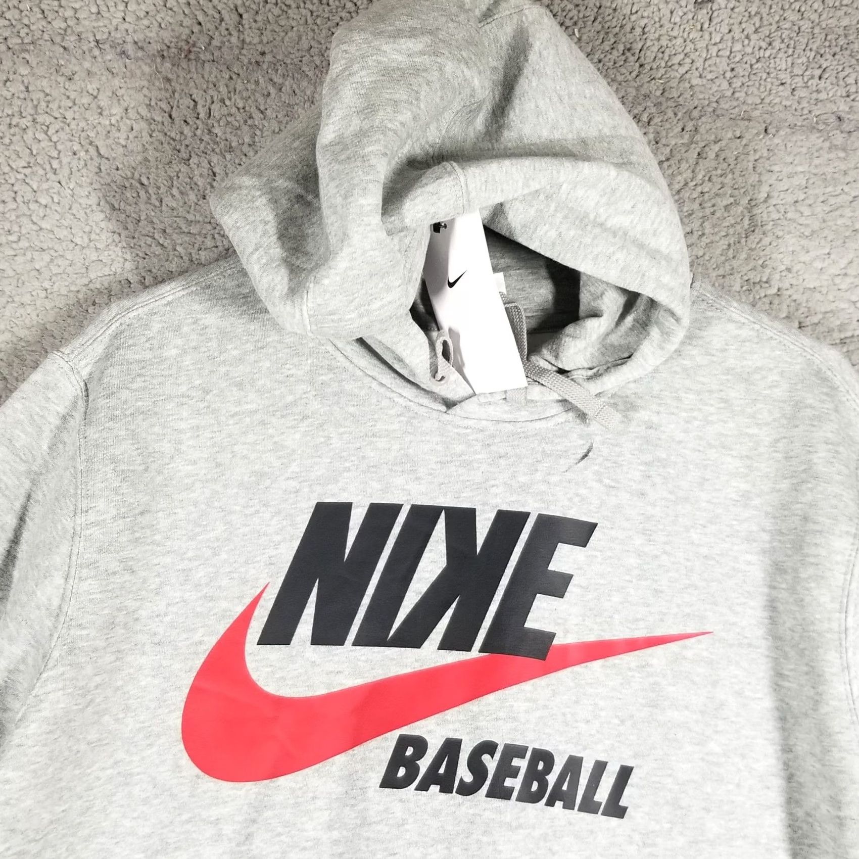 Nike Nike Hoodie Mens Large L Fleece Pullover Baseball Strikeout Swoosh Logo Kangaroo Pocket Hooded Front Pocket Casual Sportswear Avg Sized Gray Size US L / EU 52-54 / 3 - 3 Thumbnail