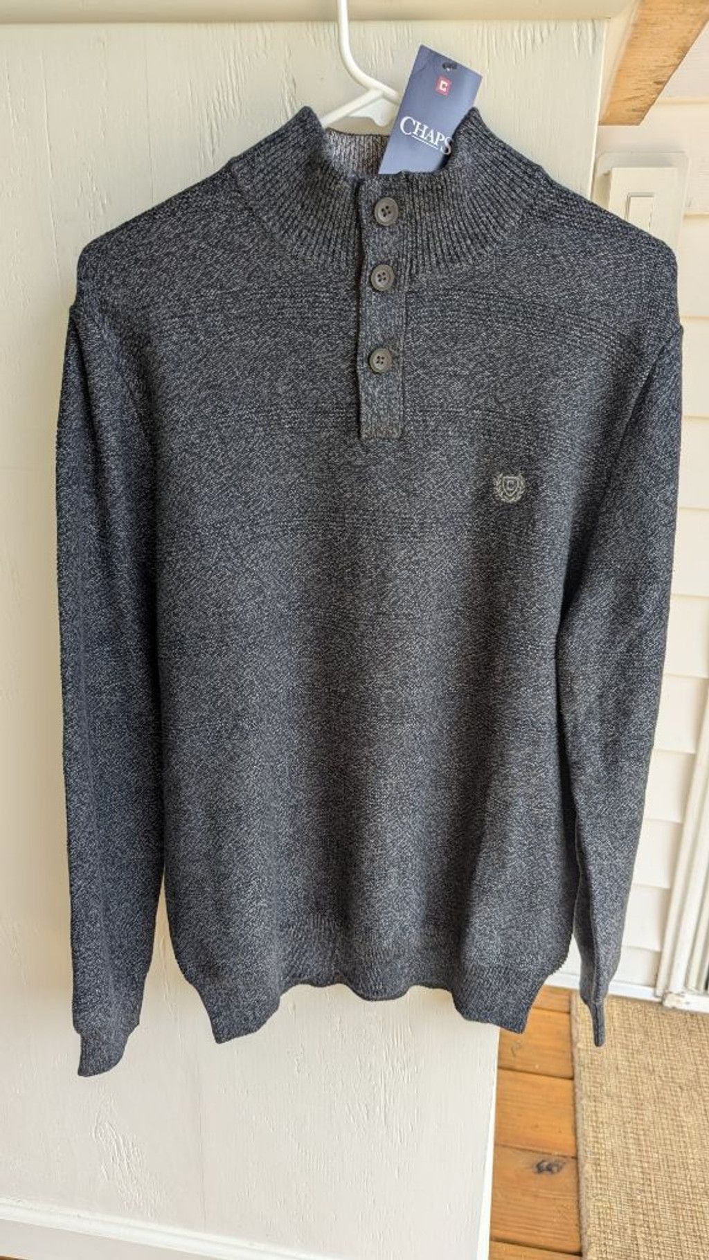 Chaps Men's Chaps M Charcoal Grey Mock Neck Button Sweater Size US M / EU 48-50 / 2 - 1 Thumbnail