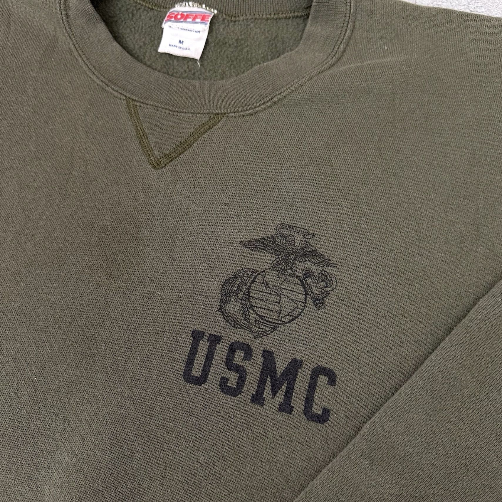 Soffe VINTAGE Soffe USMC Marines Sweatshirt Mens M Crewneck Army Green USA Made Size US M / EU 48-50 / 2 - 3 Thumbnail