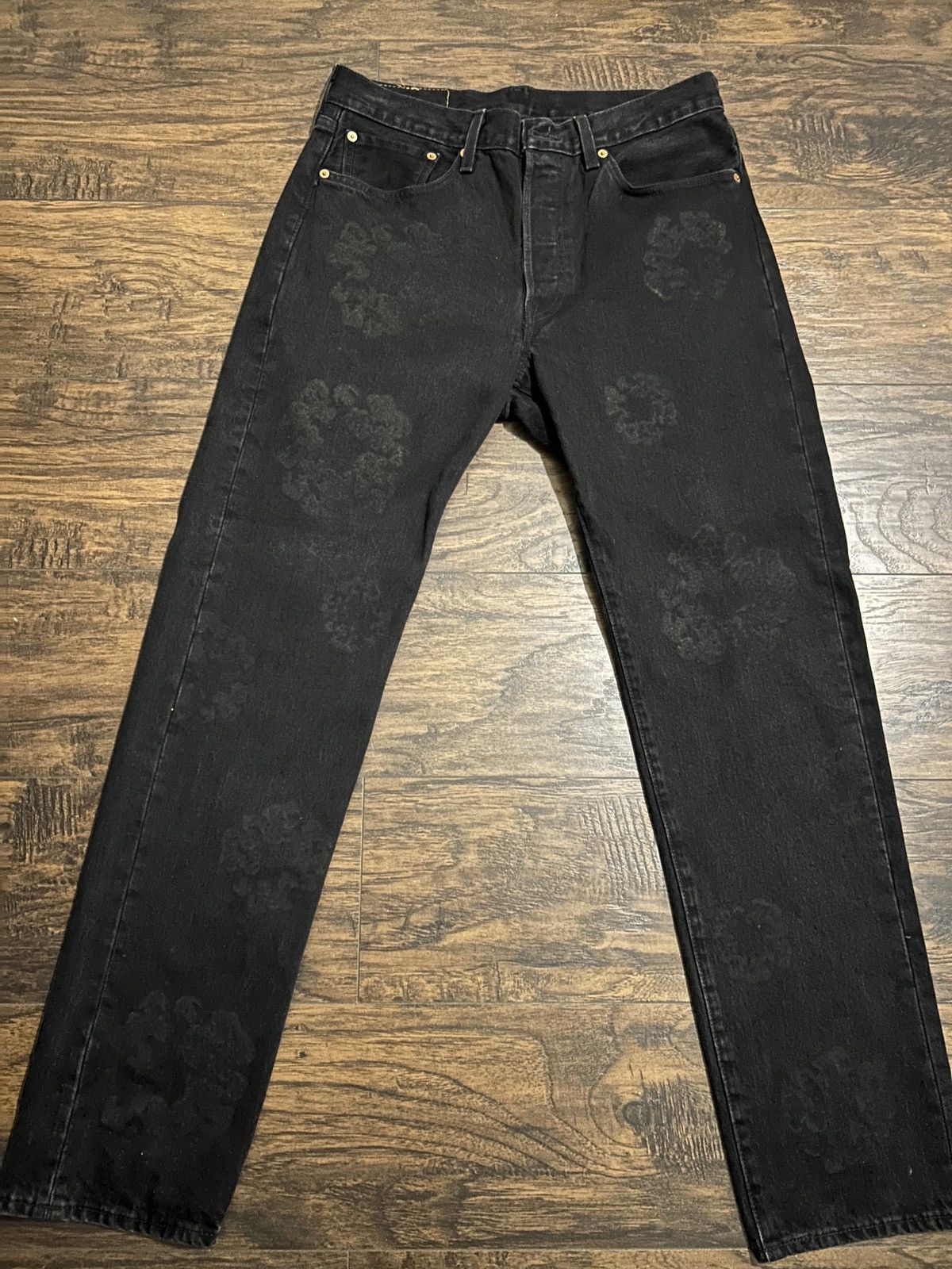 Image of Denim Tears Denim Tear Black Mono Cotton Jeans, Men's (Size 33)