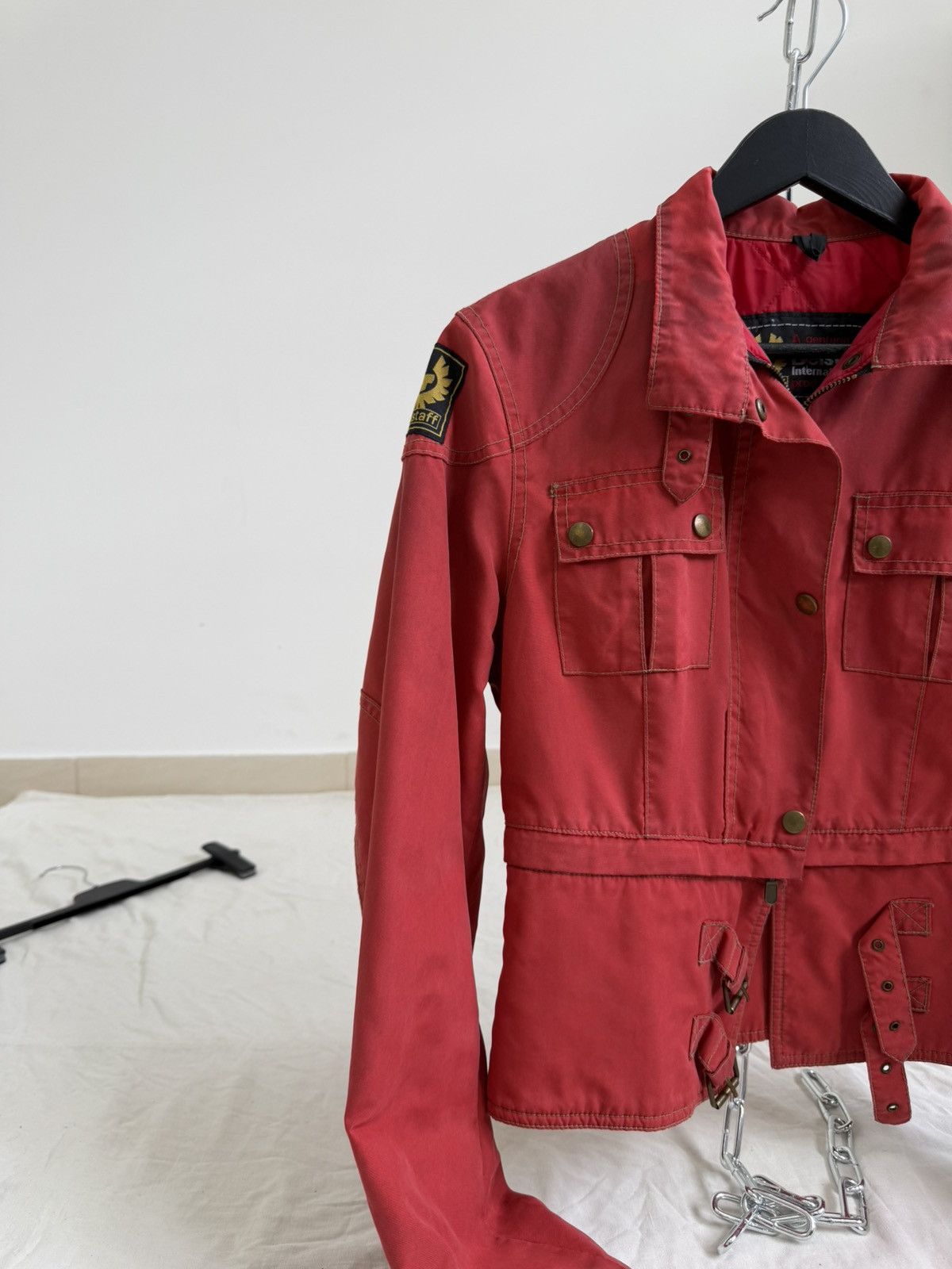 Belstaff Belstaff Wax Womens Red Gangster Biker Motorcycle Jacket Size S / US 4 / IT 40 - 2 Thumbnail