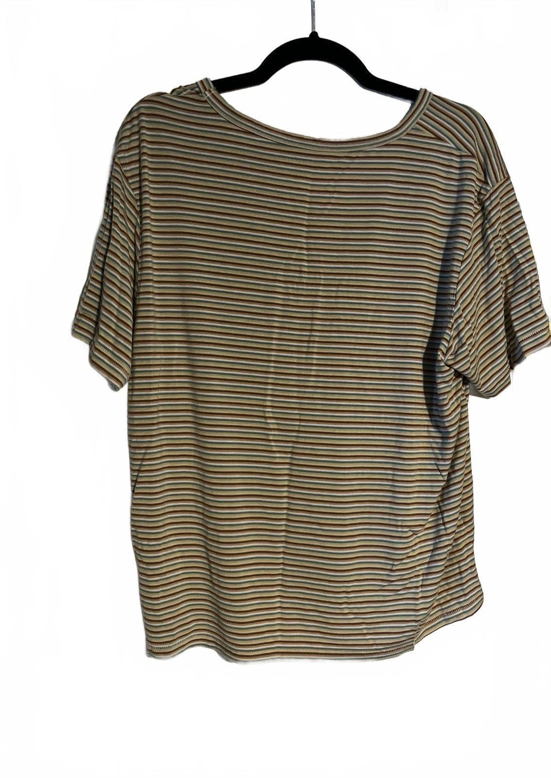 American Eagle Outfitters American Eagle Soft & Sexy Striped V-Neck Tee Size M / US 6-8 / IT 42-44 - 3 Thumbnail