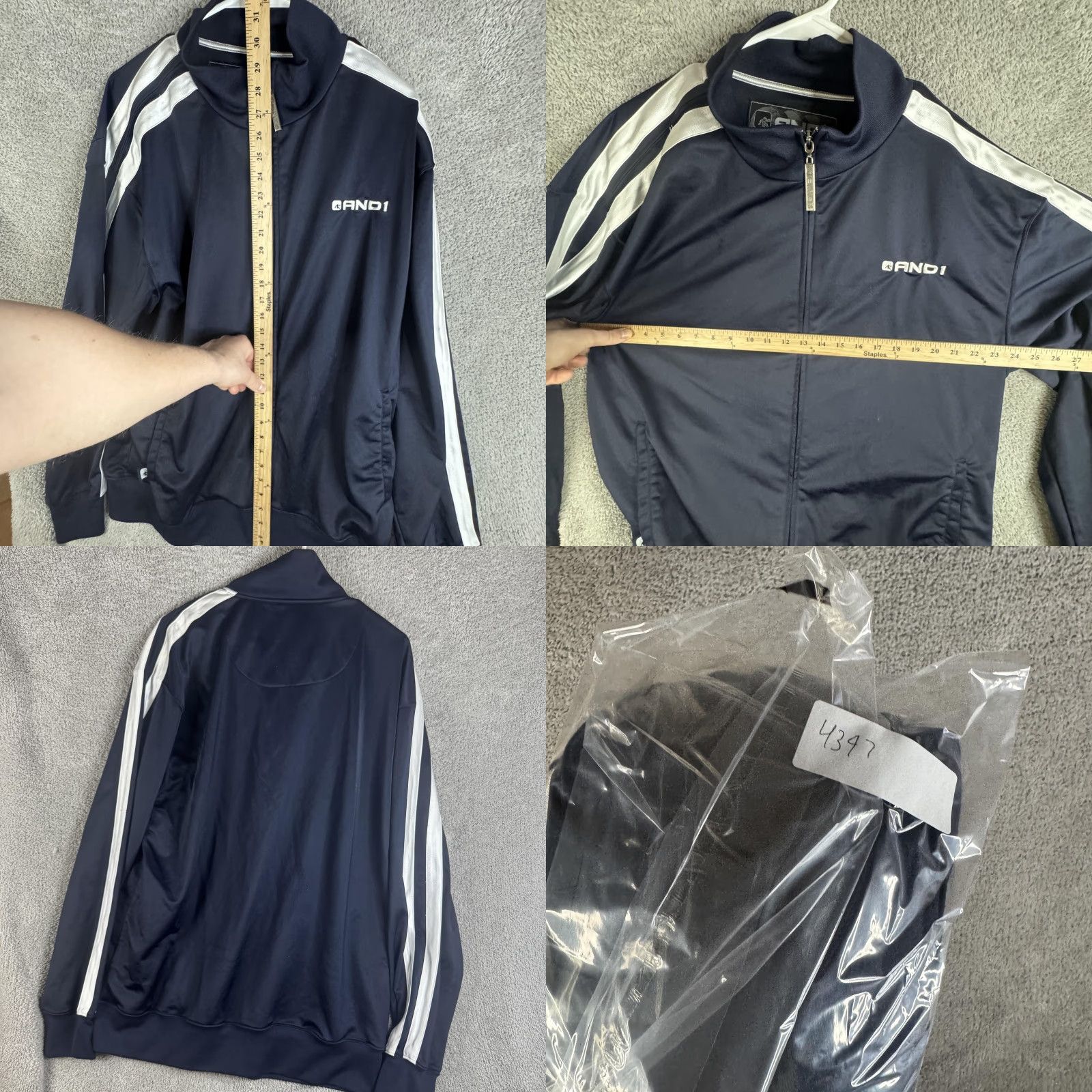 Vintage AND1 Track Jacket Mens XL Blue Full Zip Striped Basketball Athletic Top Size US XL / EU 56 / 4 - 9 Thumbnail