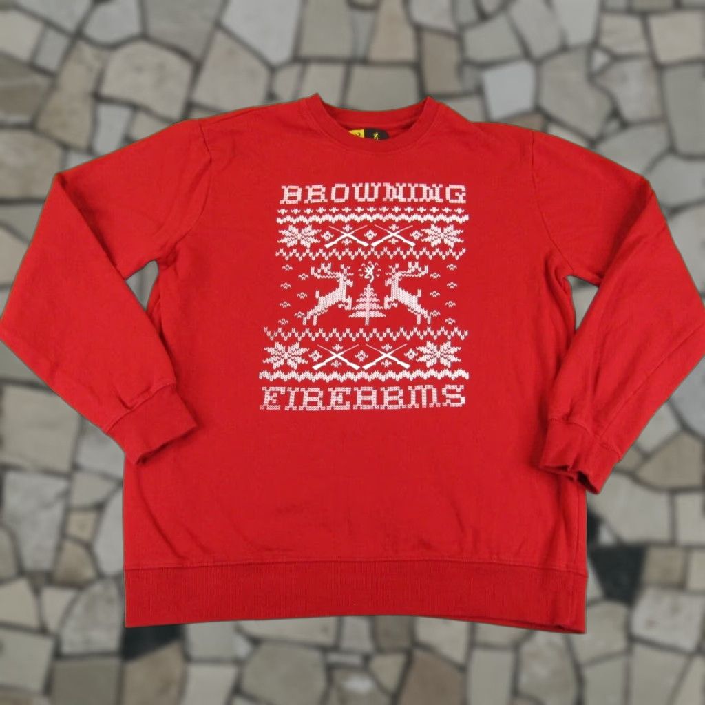 Vintage Browning Mens Sweatshirt XL Red Graphic Print Holiday Crewneck Pullover Outdoor Christmas Size US XL / EU 56 / 4 - 1 Thumbnail
