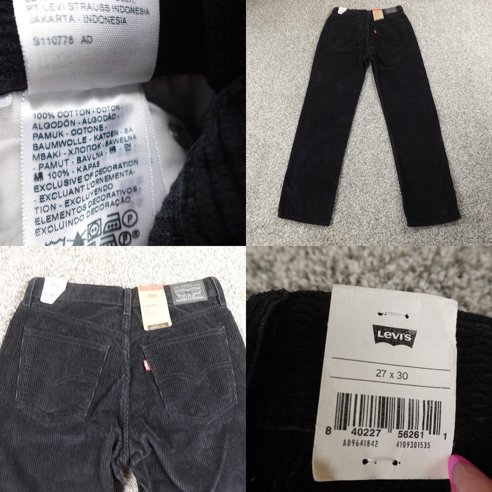 Levi's Levi's Jeans Womens 27 Corduroy 5 Pocket High Rise Dark Black Denim Pants Size 27" / US 4 / IT 40 - 8 Thumbnail