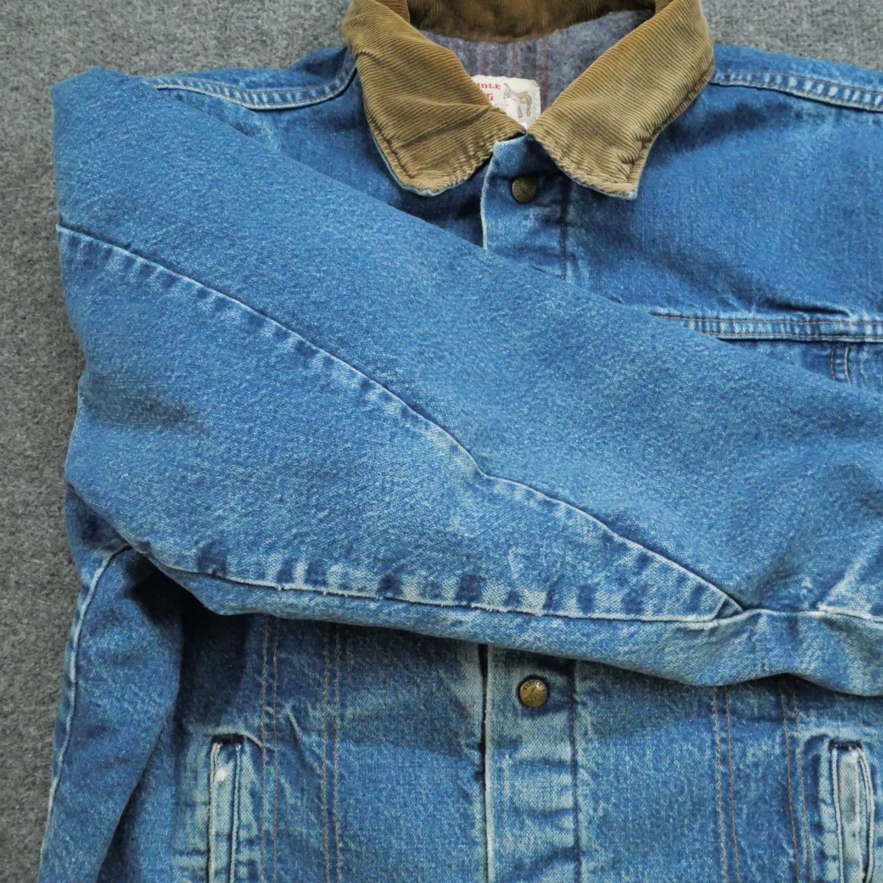 Vintage VINTAGE Key Jacket Mens 48 Denim Blue Lined Saddle King Distressed Cotton Jeans Coat - Casual - Regular - Snap - Basic - 3/10 Condition - Men Size US 32 / EU 48 - 7 Thumbnail