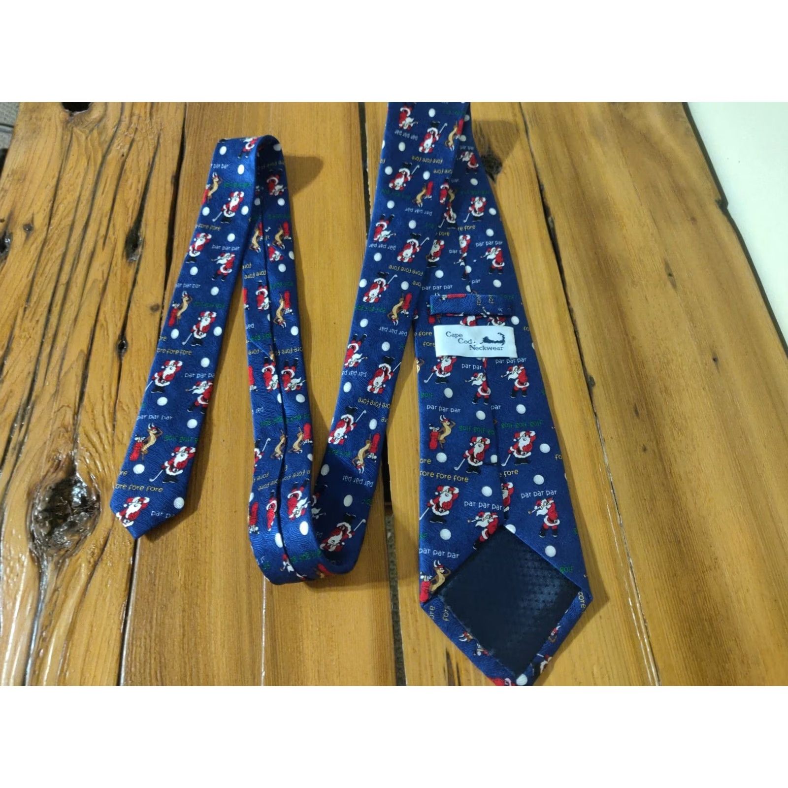 Vintage Cape Cod Neckwear Men's Tie 100% Silk Christmas Santa Claus Golf Novelty Blue Classic Size ONE SIZE - 4 Thumbnail