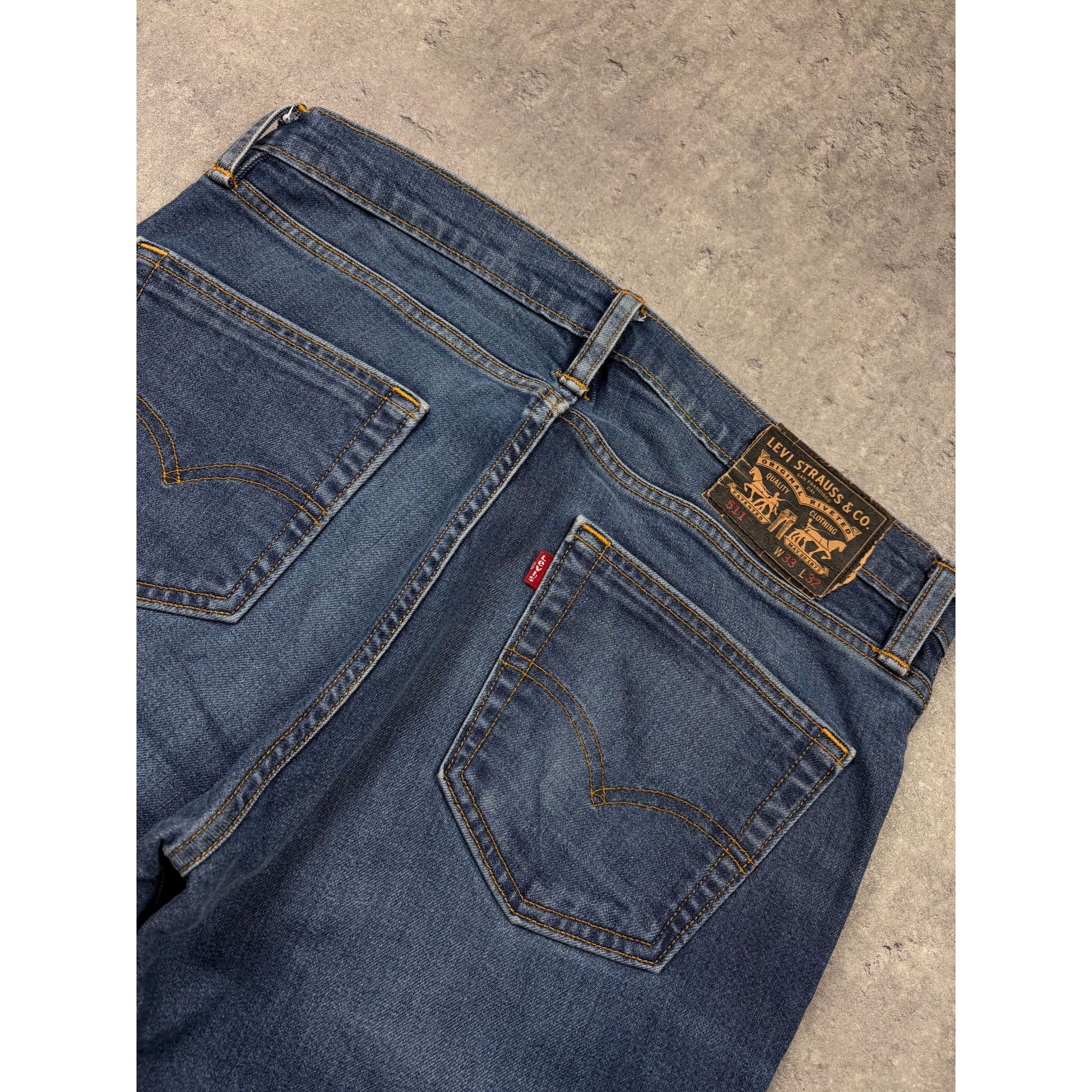 Levi's Levi’s 511 Slim Fit Jeans Men's W33 L32 Dark Blue Indigo Den Size US 33 - 3 Thumbnail