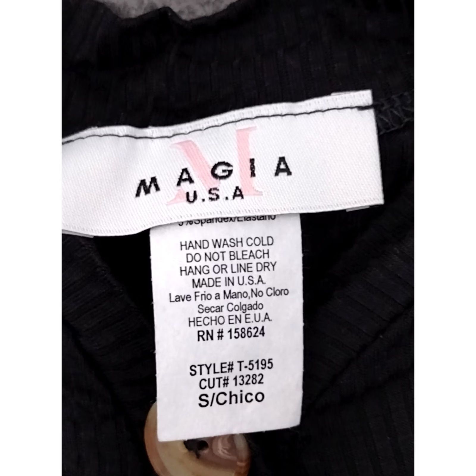 Vintage MAGIA Bodysuit Women's Solid Black Ribbed 3 Button Short Sleeve Size S Size S / US 4 / IT 40 - 6 Thumbnail