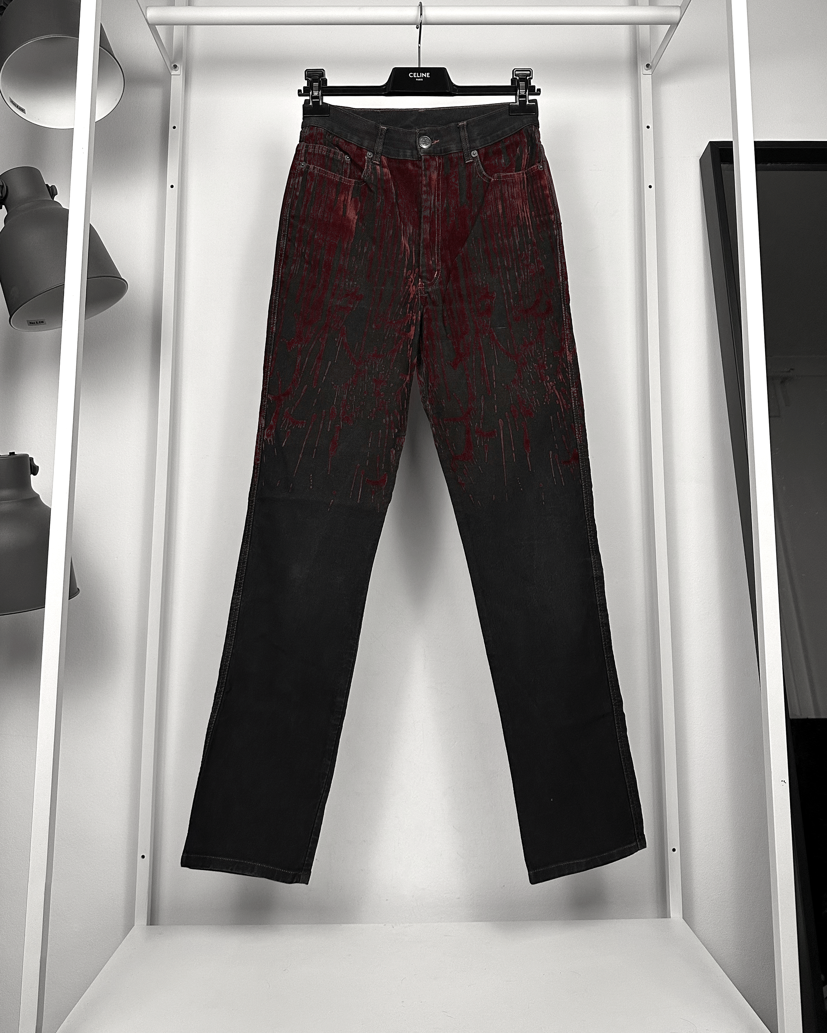 Jean Paul Gaultier Velour Blood Drip Jeans