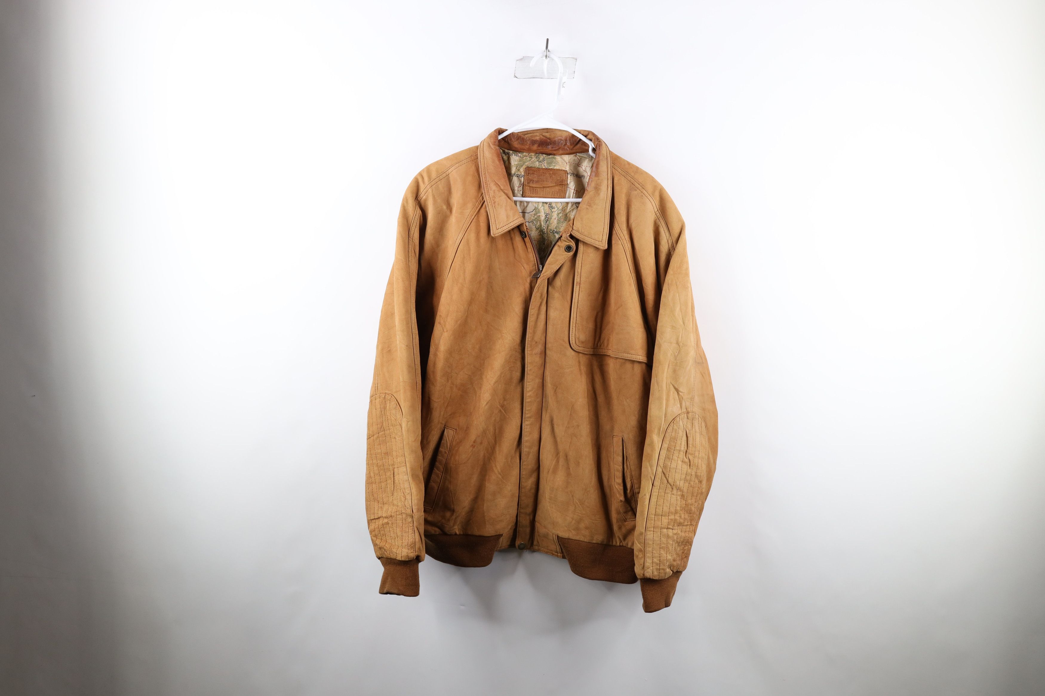 image of 90's Marlboro Suede Leather Bomber Jacket Brown, Men's (Size XL)