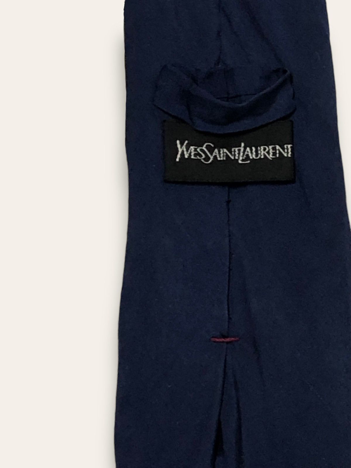 Vintage 90s Vintage YVES SAINT LAURENT Flower Overprint Navy Tie Size ONE SIZE - 3 Thumbnail